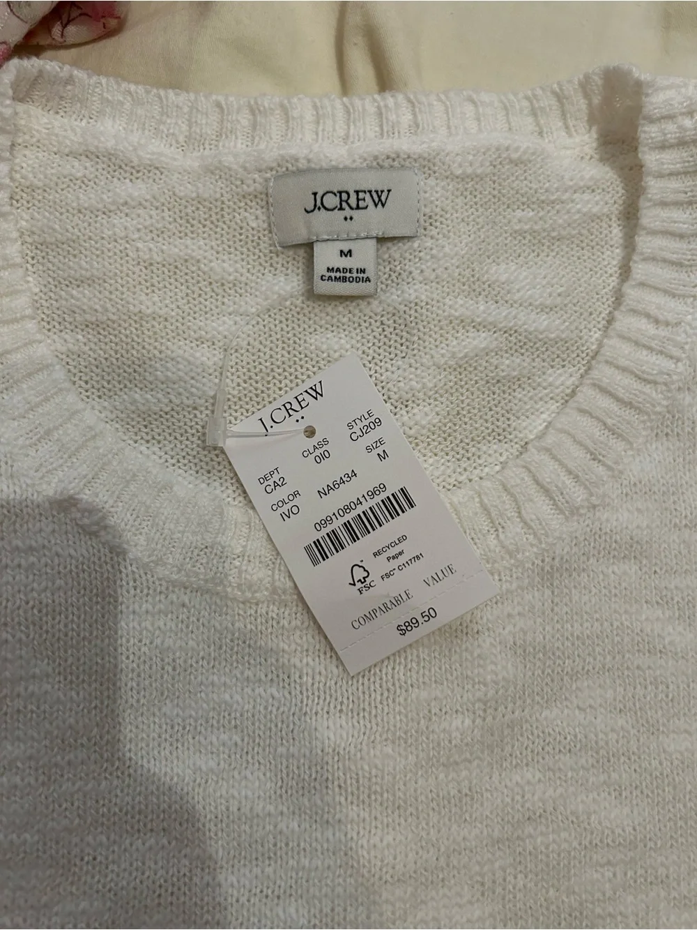 J. Crew Ivory Crewneck Knit Sweater